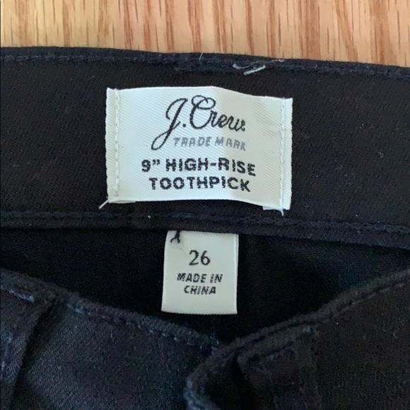 JCrew 9” High Rise Toothpick Black Jeans - Picture 2 of 3